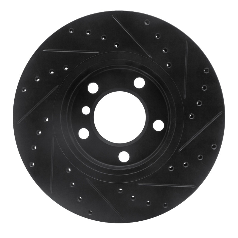 Mini Cooper Paceman Brake Rotor (1) - Front Left - R1 Concepts - Drilled & Slotted - Black - `11-`16
